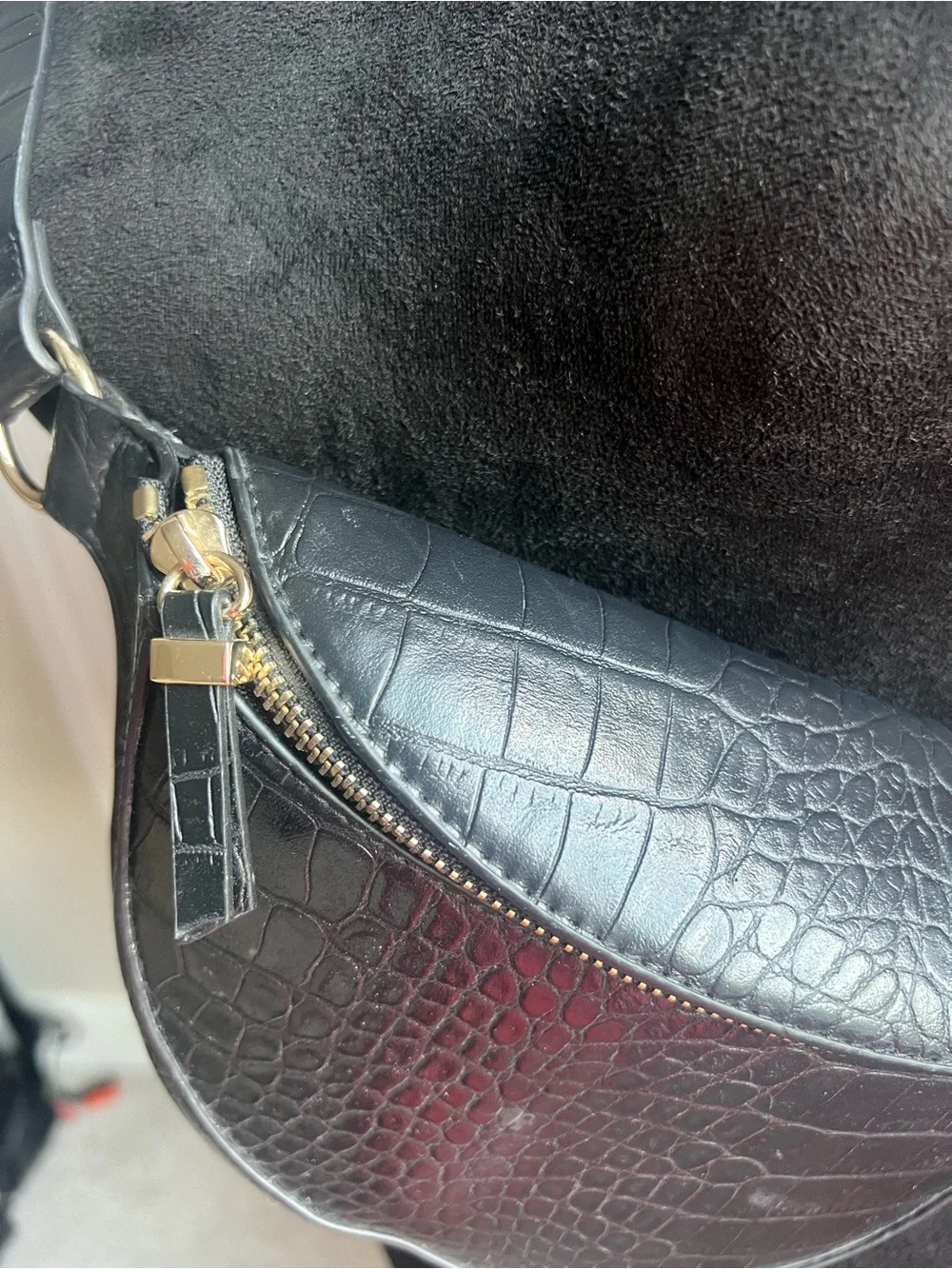 H&M Black Croc-Embossed Crossbody Belt Bag
